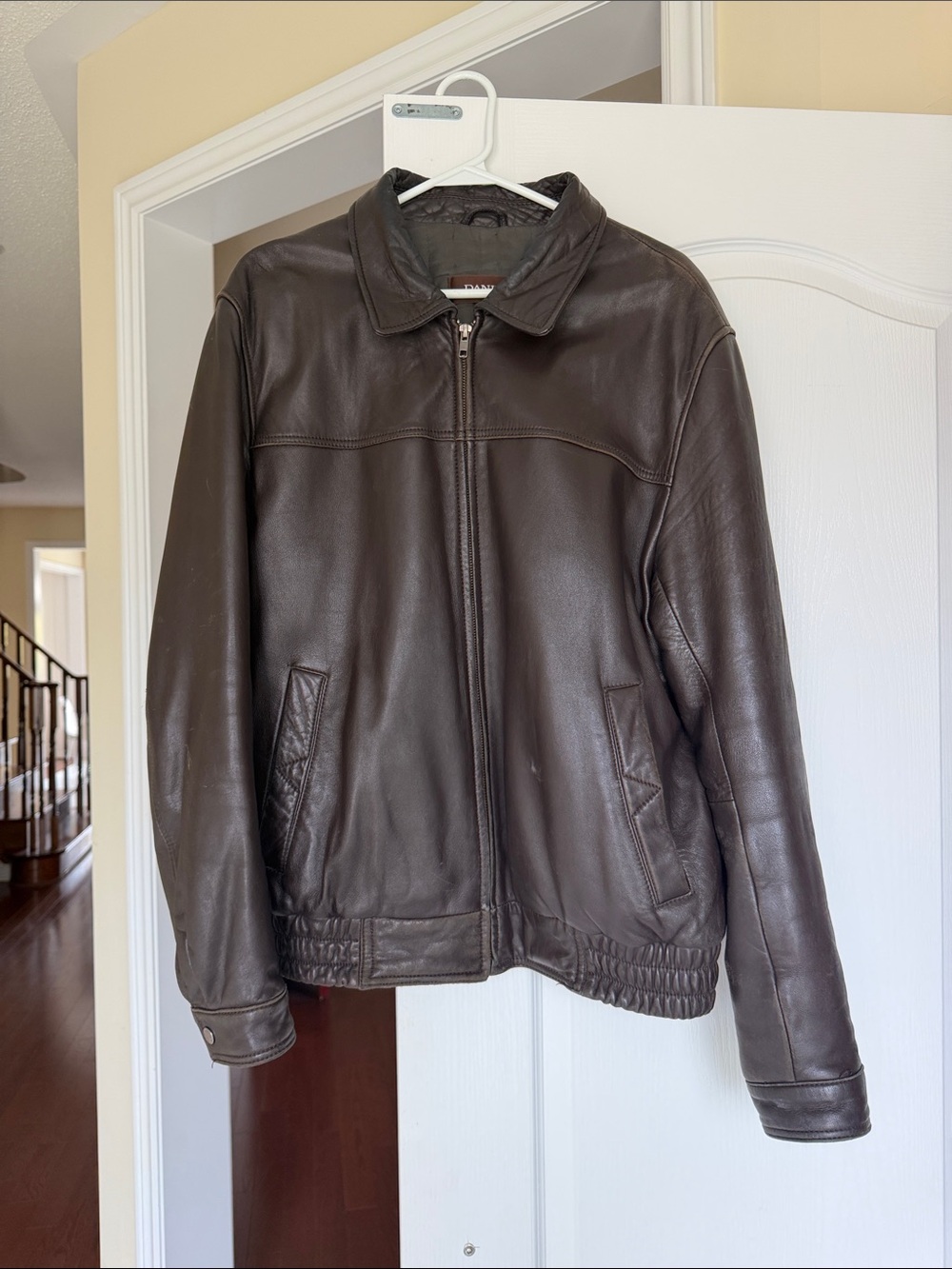 Danier Brown Leather Zip-Front Jacket
